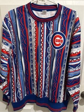 Chicago Cubs Sweater Mens XL Blue Red White Pat Hughes SGA Giveaway Coogi RARE